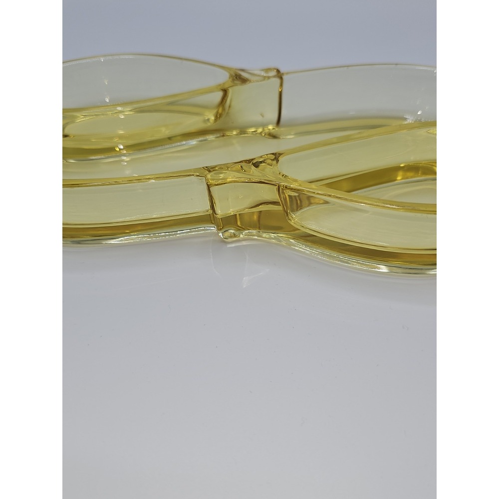 Rare Vintage Heisey Glass Yellow Empress Sahara 3 Part Relish Dish Oblong - Picture 4 of 12
